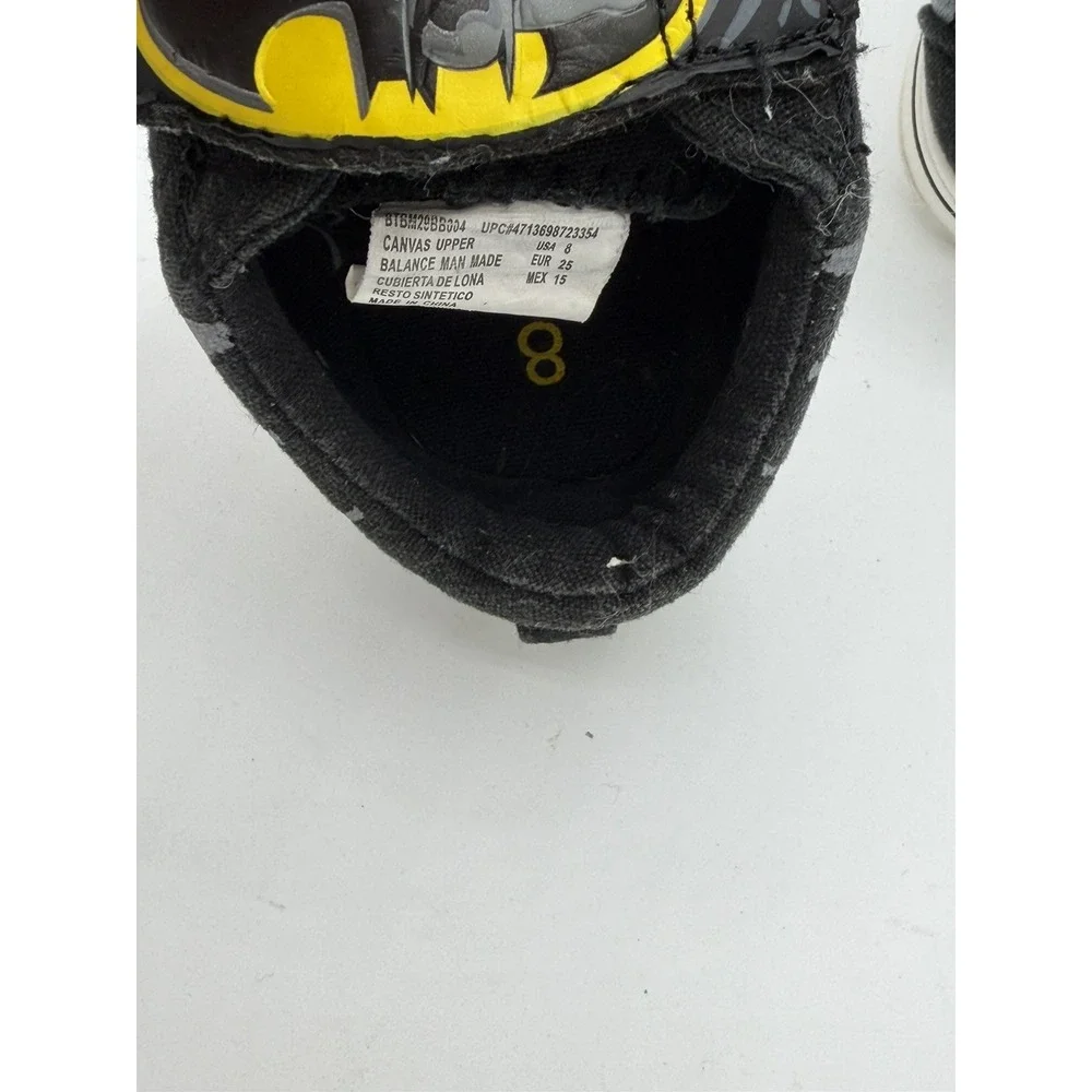 DC Batman Canvas Toddler Black Slip On Shoe Hook And Loop Closure Size 8